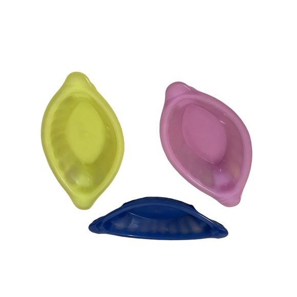 NEW Set Of 3 Plastic Yellow, Blue, Pink, Oval Serving Bowl, 500ml - Picture 3 of 5